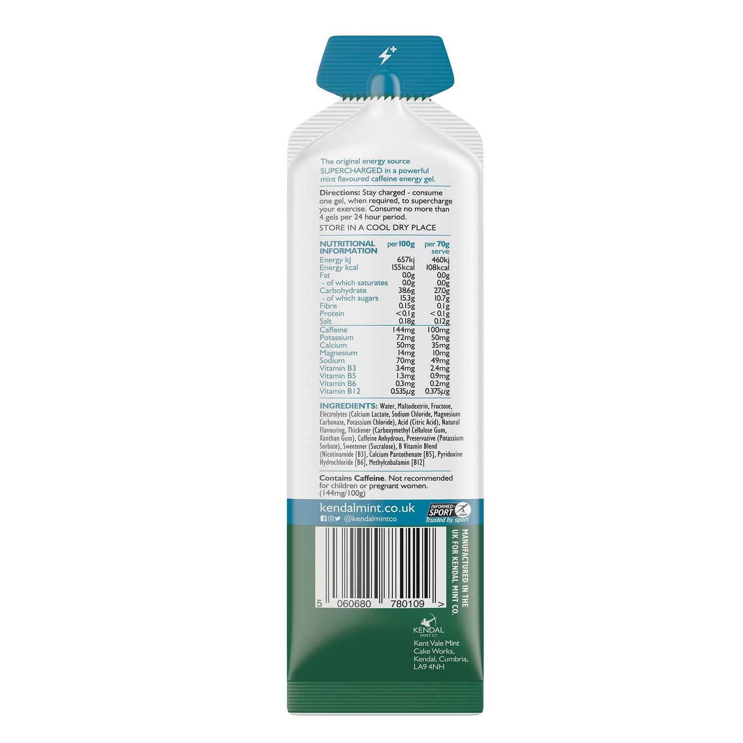 KMC NRG GEL+ Mint-Koffein-Energiegel 70 g