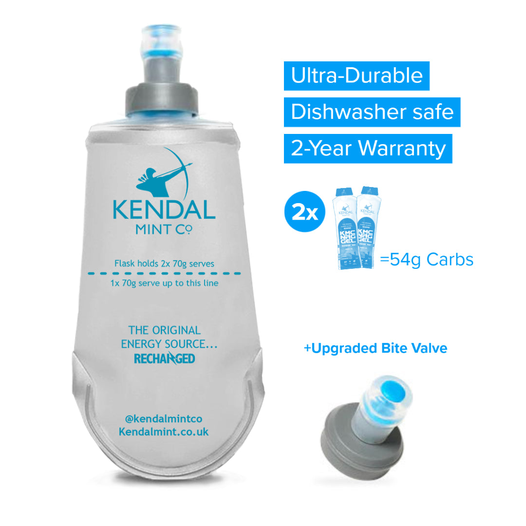 Hervulbare en herbruikbare energiegel zachte fles 150 ml - Verbeterde bijtklep voor KMC NRG GEL