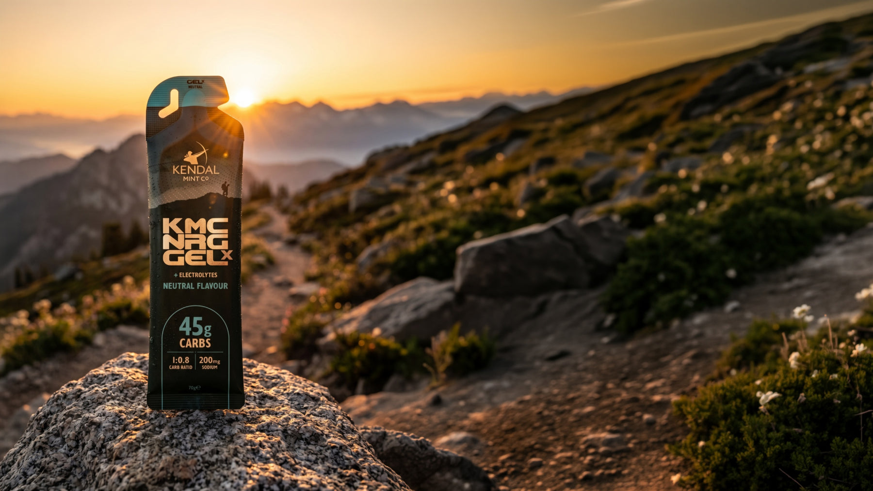 GEL X on a mountain trail at sunset