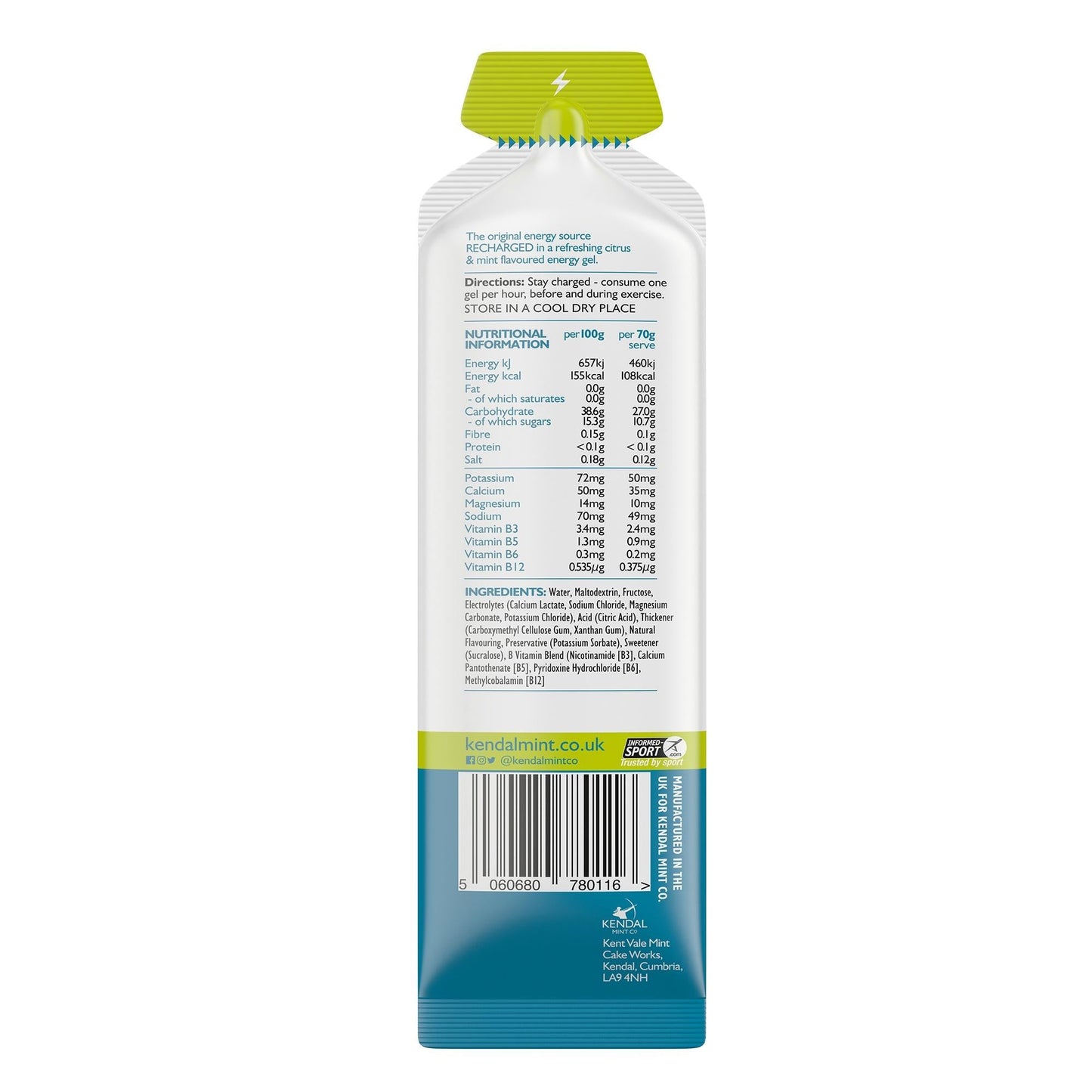 KMC NRG GEL Citrus &amp; Munt Energiegel 70g