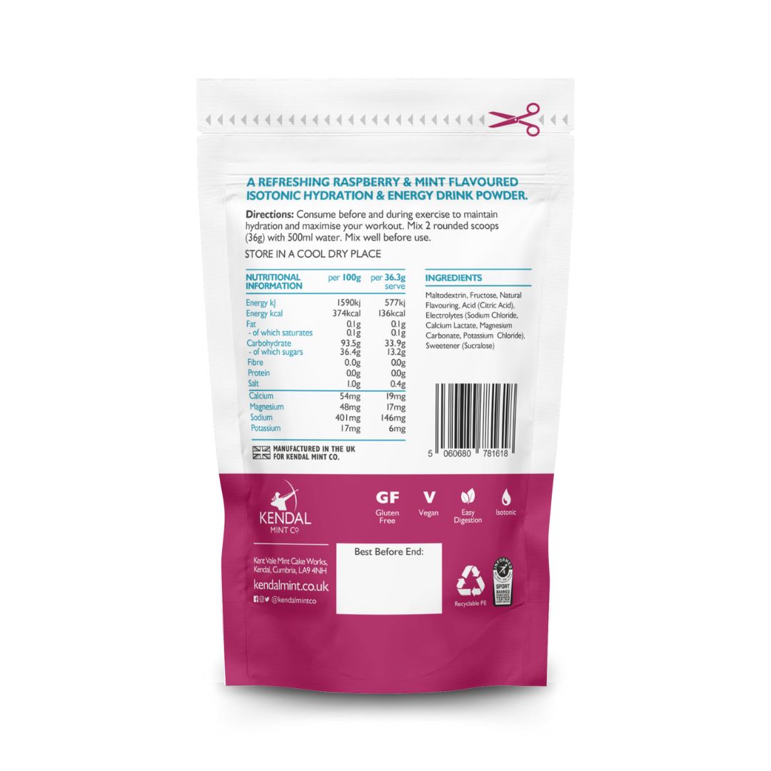 KMC ISO MIX Isotonic Hydration | Raspberry & Mint | Recyclable Pouch 1kg - 27 Serves
