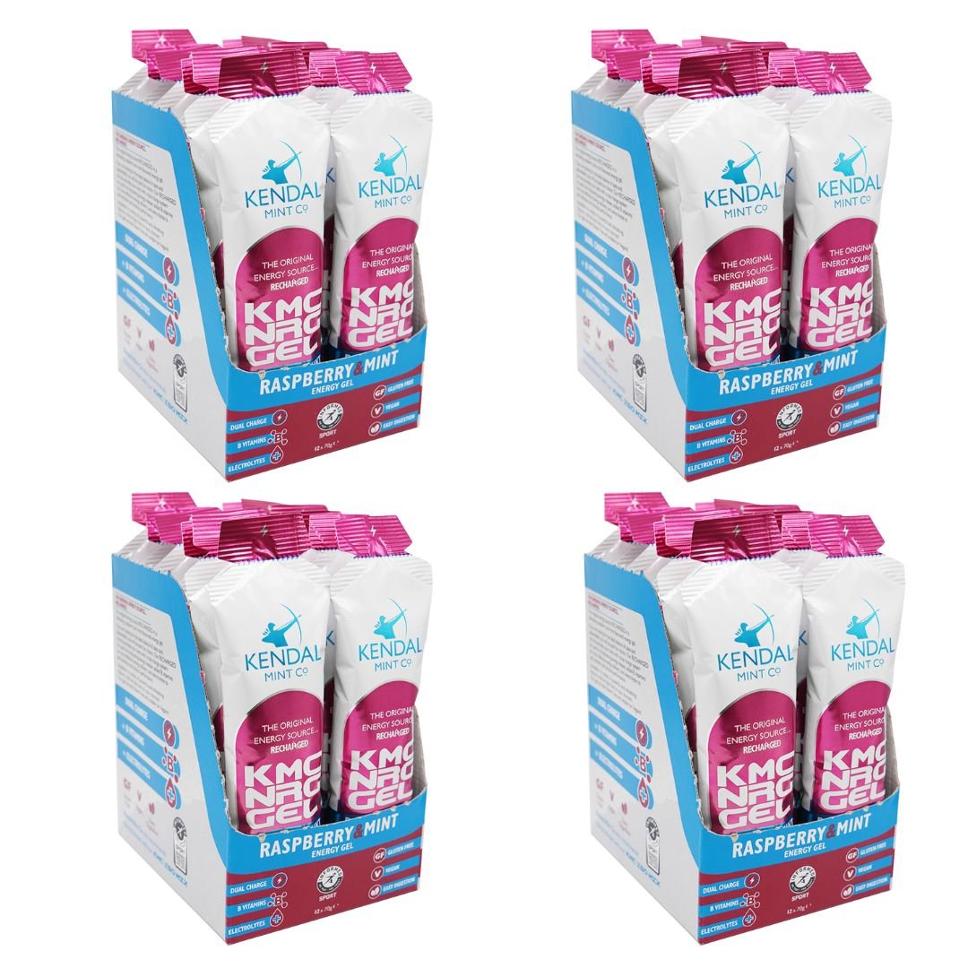 KMC NRG GEL Raspberry & Mint Flavour Bundle L (48x70g Gels) – Kendal ...