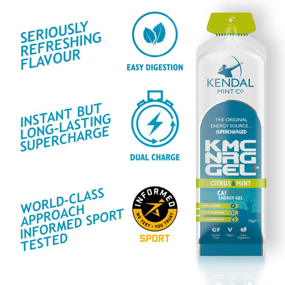 KMC NRG GEL+ Citrus &amp; Mint Cafeïne Energiegel 70g